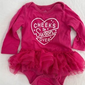 Cat & Jack Pink Long Sleeve Bodysuit with Tulle Skirt